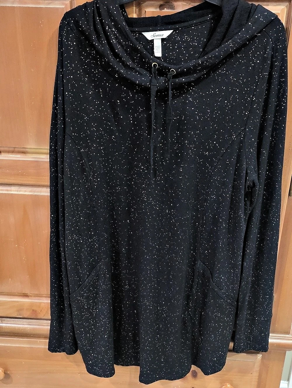 Soma Cowl Neck Speckled Tunic Black Size XL Like New